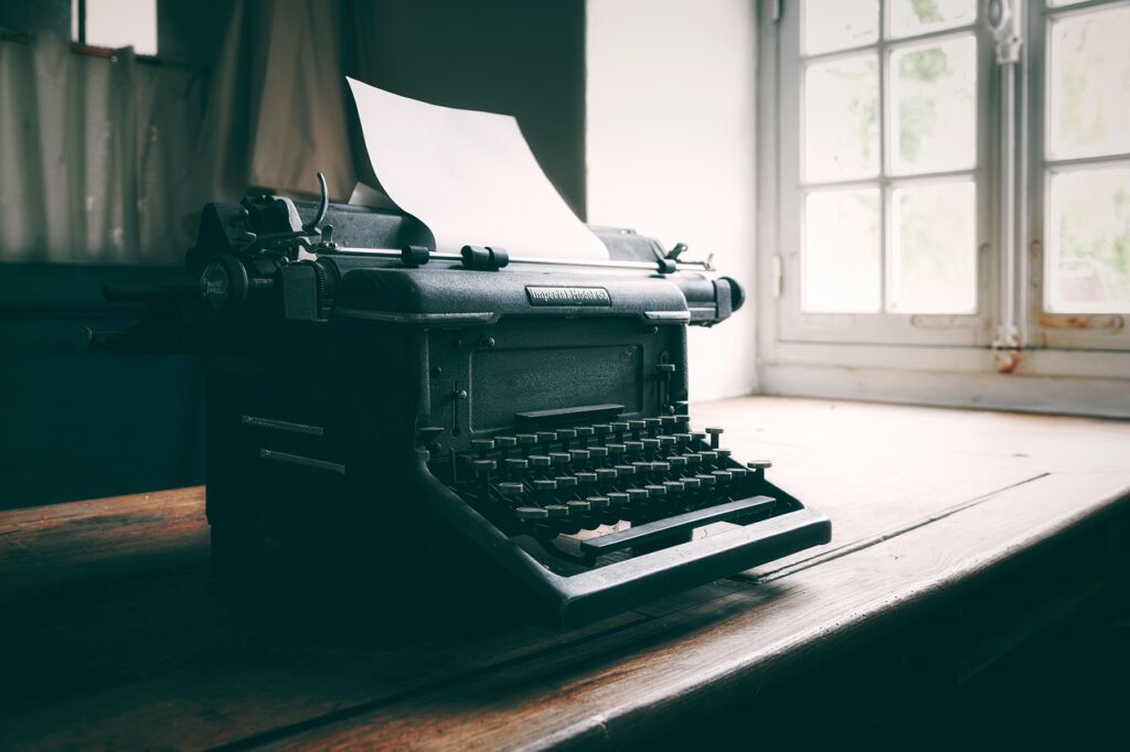 miedo, typewriter, write, old, vintage, author, writer, retro, wisdom, paper